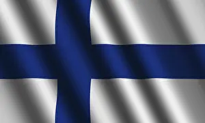 Windy Flag Prints: The Finnish flag flying in the wind