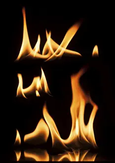 Studio Shot Fire Prints: Fire on a black background. Studio shot flames