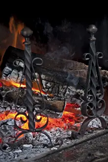Close Up Fire Prints: Fire in a fireplace