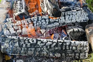 Deserted Campfire Prints: Fire in a fireplace