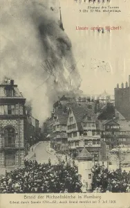 Deserted Church Scene Prints: Fire of the Michaeliskirche in Hamburg