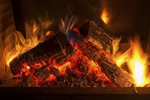 Deserted Campfire Scene Prints: Fireplace