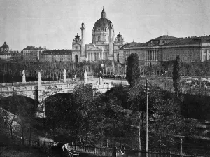 Austrian Religious Landmarks Prints: One of the first autotypes of Elisabethplatz square