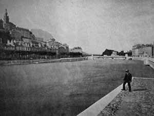 Historic Waterfront Scene Prints: One of the first autotypes of Grenoble