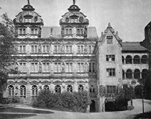 Old German Buildings Prints: One of the first autotypes of Heidelberg