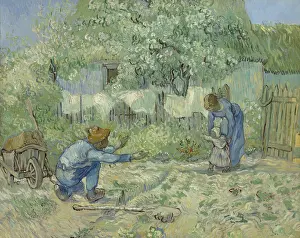 Historical Illustration Art Prints: First Steps, after Millet (1890)