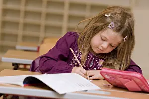 Elementary School Child Prints: Firstgrader during a lesson