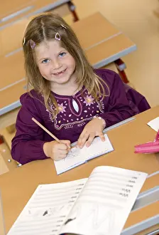 Primary School Classroom Prints: Firstgrader during a lesson