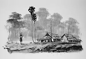 Southeast Asia Fishing Scene Prints: Fisherman returning with his catch