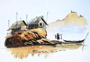 Fishing In Southeast Asia Prints: Fisherman returning with his catch