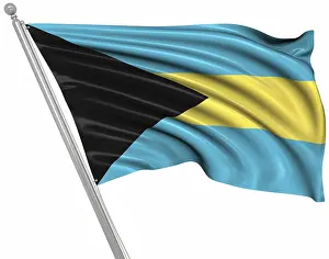 Caribbean Country Flags Prints: Flag of the Bahamas, This is a computer generated and 3d rendered picture