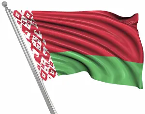 Prints of Flag of Belarus, This is a computer generated and 3d rendered picture Belarus Prints: Computer Generated Flag of Belarus Print