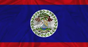 Prints of Flag of Belize with cloth texture. Close up of Belize flag waving Belize Prints: Flag of Belize with Cloth Texture Print - Close Up