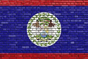 Prints of Flag of Belize painted on brick wall Belize Prints: Flag of Belize Painted on Brick Wall Print