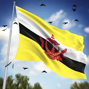 Prints of Flag of Brunei, This is a computer generated and 3d rendered image Related Prints: 3D Rendered Print of the Flag of Brunei