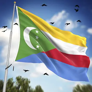 Prints of Flag of the Comoros, This is a computer generated and 3d rendered image Related Prints: Computer Generated 3D Rendered Flag of the Comoros Print