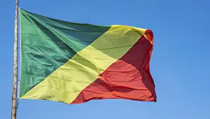 African National Flag Prints: The flag of Congo flutters in the wind