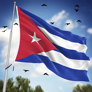 Latin America Flags Prints: Flag of Cuba, This is a computer generated and 3d rendered image