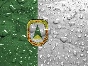Detailed Flag Image Prints: Flag of Cuiaba with rain drops