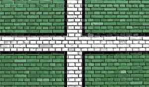 European National Symbols Prints: Flag of Devon painted on brick wall