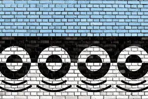 British Brick Wall Art Prints: Flag of Digbeth painted on brick wall