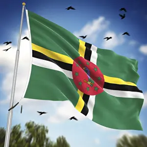 Computer Generated Flag Prints: Flag of Dominica, This is a computer generated and 3d rendered image