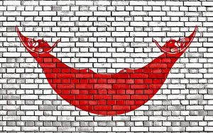 Uninhabited Island Photography Prints: Flag of Easter Island painted on brick wall