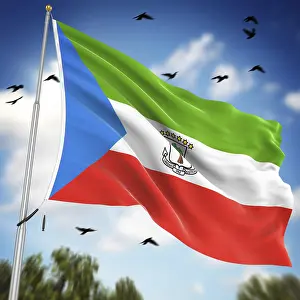 Prints of Flag of Equatorial Guinea, This is a computer generated and 3d rendered image Related Prints: 3D Rendered Print of Equatorial Guinea Flag