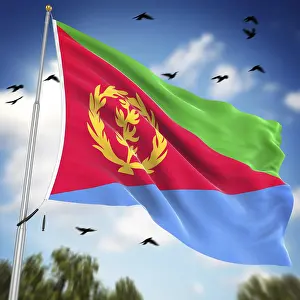 East Africa Flags Prints: Flag of Eritrea, This is a computer generated and 3d rendered image