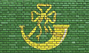 Prints of Flag of Huntingdonshire painted on brick wall Huntingdonshire Prints: Flag of Huntingdonshire Print on Brick Wall