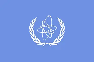 Uninhabited Land With Flags Prints: Flag of IAEA, Vector illustration