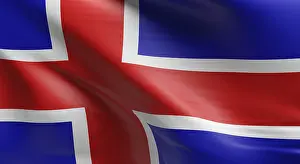 Northern Europe Flags Prints: Flag of Iceland using as background, 3d rendering