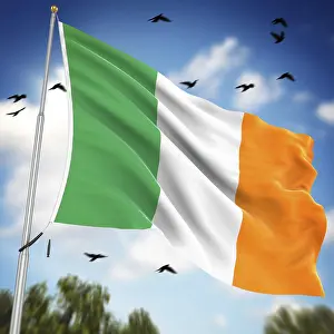 European 3D Rendering Prints: Flag of Ireland, This is a computer generated and 3d rendered image