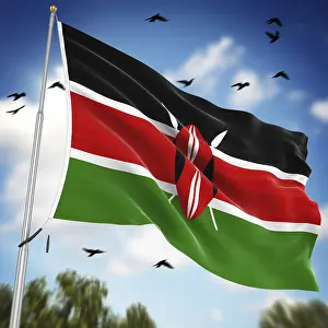 Kenya Flag Prints: Flag of Kenya, This is a computer generated and 3d rendered image
