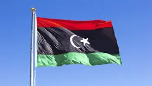 Flag Fluttering Wind Prints: The flag of Libya, fluttering in the wind