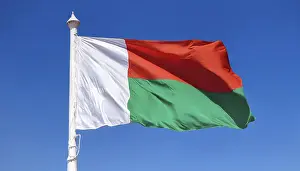Flag Fluttering In Wind Prints: The flag of Madagascar, fluttering in the wind