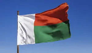 Flag Fluttering In Wind Prints: The flag of Madagascar, fluttering in the wind