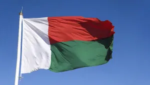 East Africa State Flags Prints: The flag of Madagascar, fluttering in the wind