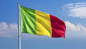 African National Flag Prints: The flag of Mali, fluttering in the wind