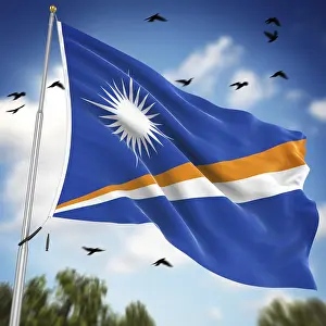 Prints of Flag of the Marshall Islands, This is a computer generated and 3d rendered image Marshall Island Prints: 3D Rendered Print of the Marshall Islands Flag