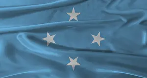 Close Up National Symbol Prints: Flag of Micronesia with fabric textured background