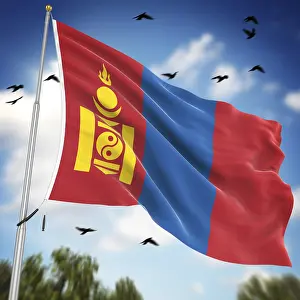 Prints of Flag of Mongolia, This is a computer generated and 3d rendered image Related Prints: 3D Rendered Flag of Mongolia Print
