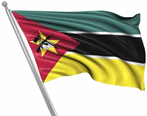 Computer Generated Flags Prints: Flag of Mozambique, This is a computer generated and 3d rendered image