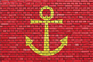 Painted Brick Wall Patterns Prints: Flag of Narvik painted on brick wall