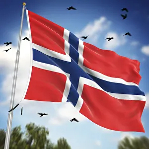European Country Banners Prints: Flag of Norway, This is a computer generated and 3d rendered image