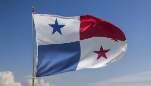 Flag Fluttering In Wind Prints: The flag of Panama flutters in the wind