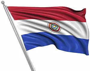 Latin America Flags Prints: Flag of Paraguay, This is a computer generated and 3d rendered image