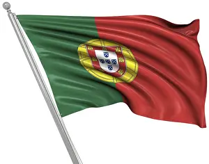 Southern European Flags Prints: Flag of Portugal, This is a computer generated and 3d rendered image