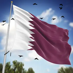 Qatar Prints: Computer Generated 3D Rendered Print of the Flag of Qatar