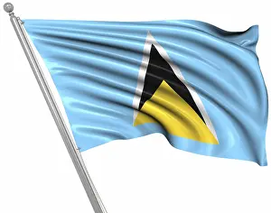 Framed Print : Computer Generated 3D Rendered Flag of Saint Lucia Print